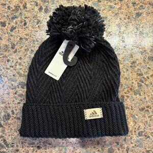 NWT Adidas Twilight 4 Ballie Hat Black Women's Fit Pom Pom Top Fall Winter